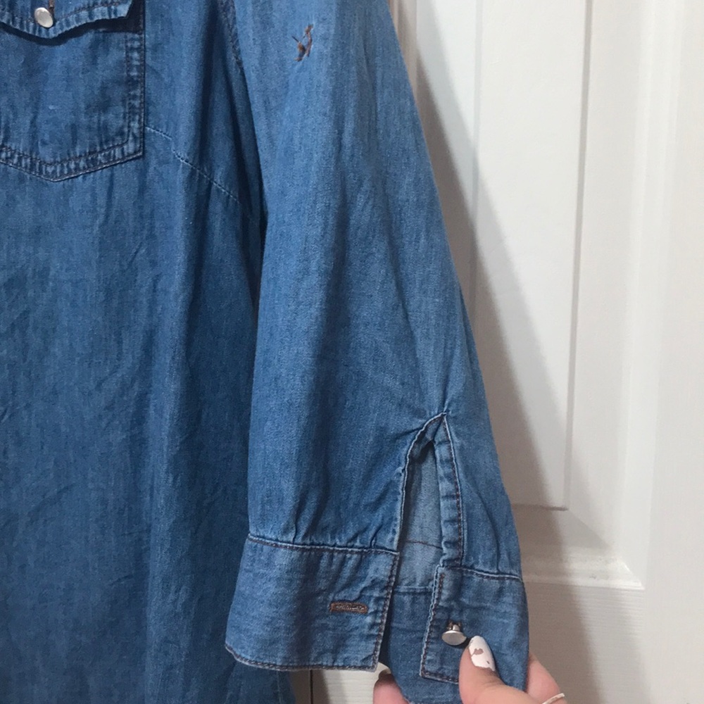 Basic Denim Button Down Shirt - image 5